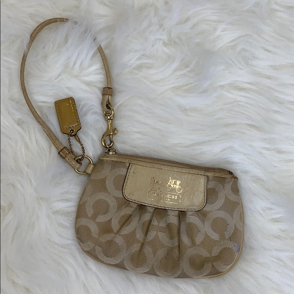 Coach Gold Monogram Wristlet Purse